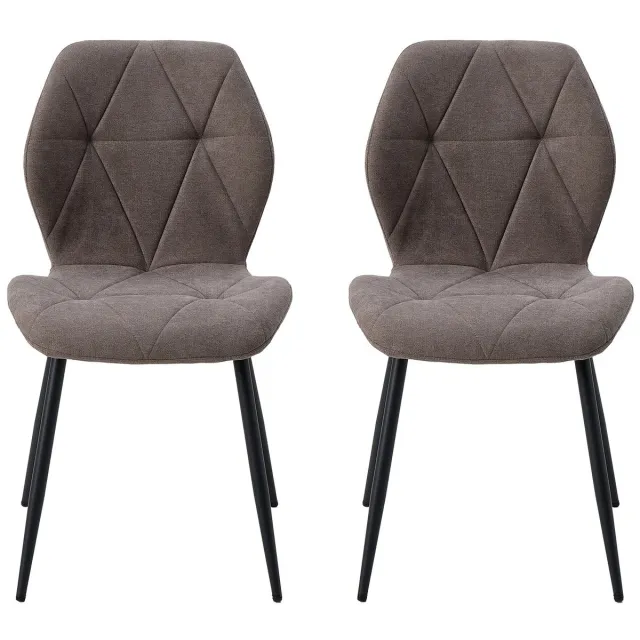 Brandistry Eetkamer Stoelen - Stoelen - Eetkamer - Set Van 2 - Moderne Eetkamerstoelen - Stalen Poten - 48x42x86 - Bruin