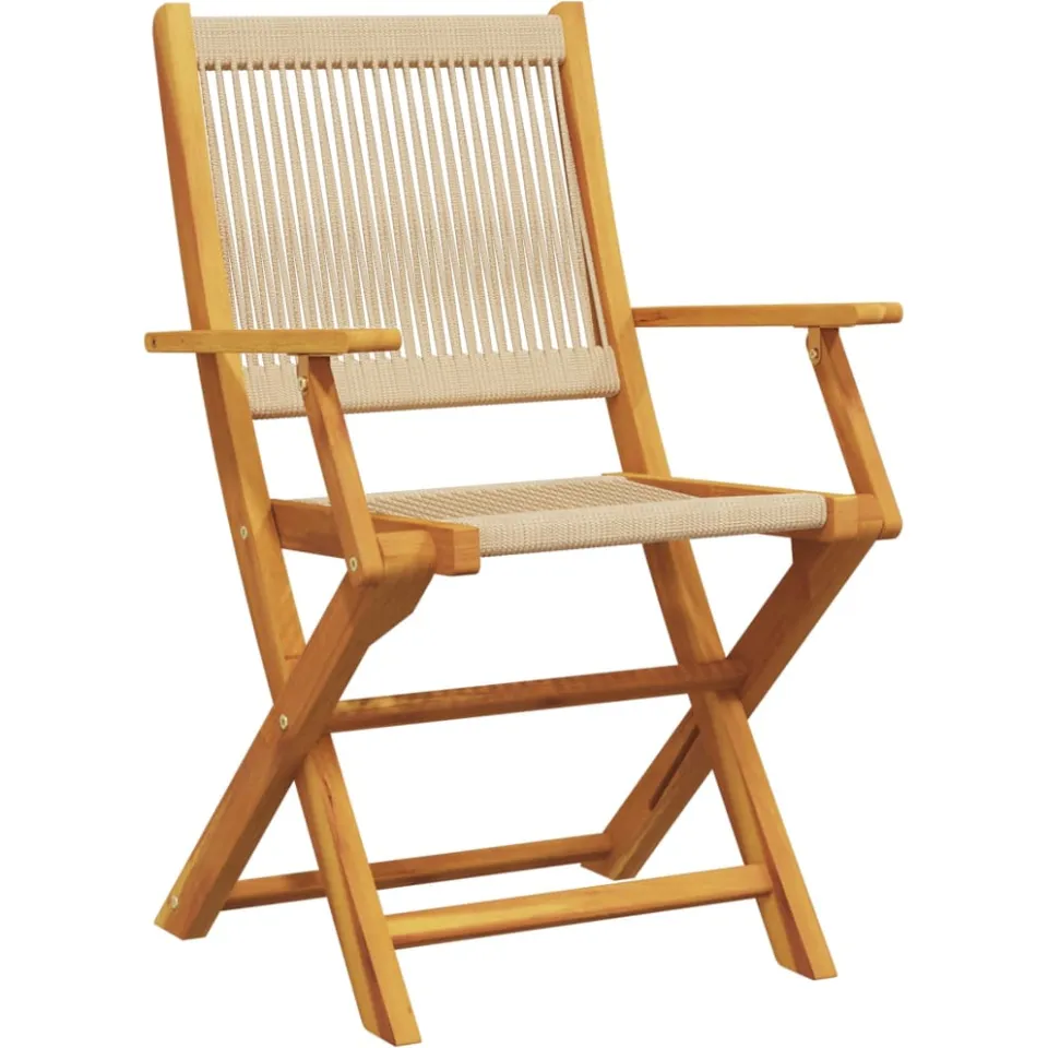 vidaXL 5-delige Tuinset polypropeen en massief hout beige
