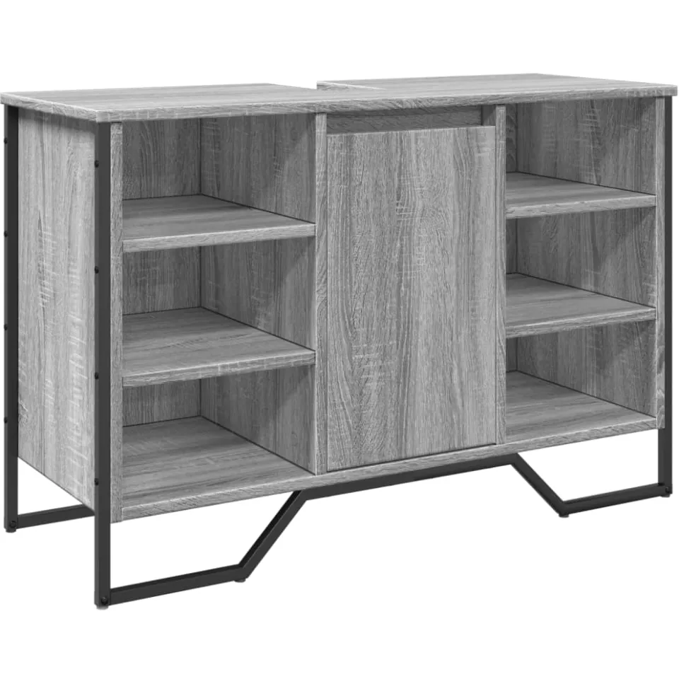 vidaXL Wastafelkast 91x35x60 cm bewerkt hout grijs sonoma eikenkleurig