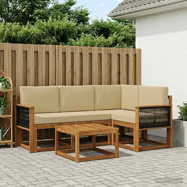 vidaXL Buiten bankenset 5 st 4-zits Natuurlijk en Beige