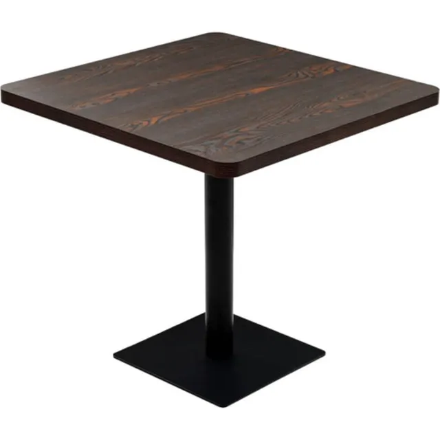 vidaXL Bistrotafel - vierkant - 80x80x75 - cm - MDF - en - staal - donker - essenkleur donker essen