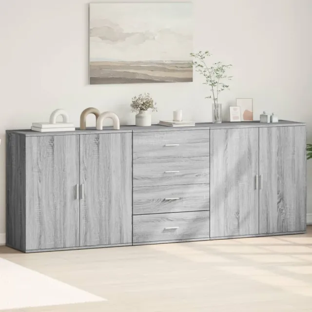 vidaXL Dressoirs 3 st bewerkt hout grijs sonoma eikenkleurig, foto 2
