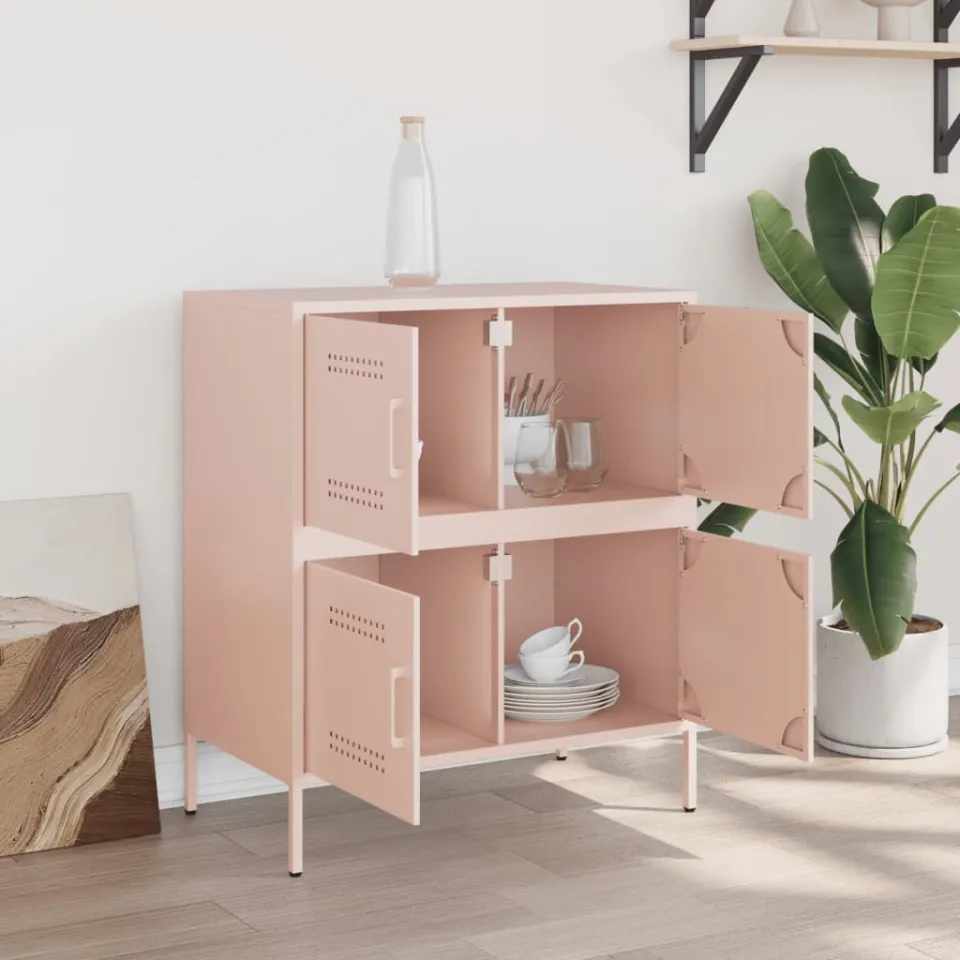 vidaXL Dressoir 68x39x79 cm staal roze, foto 3