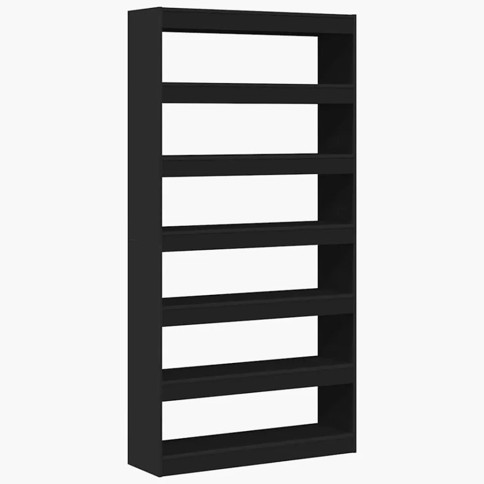 vidaXL Boekenkast 6-laags 100 x 30 x 198 cm Bewerkt hout Zwart, foto 3