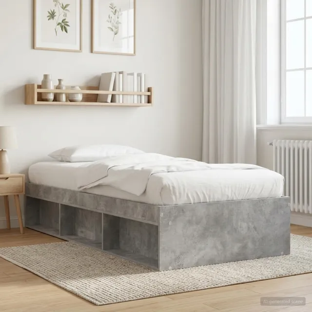 vidaXL Bedframe met opslag Betongrijs 80 x 200 cm Bewerkt hout