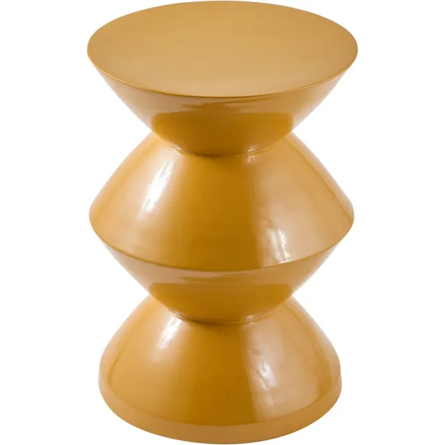 Woonexpress Bijzettafel Wokkel - Rond - Currygeel Metaal - Modern Zigzag Design Geel/Oker