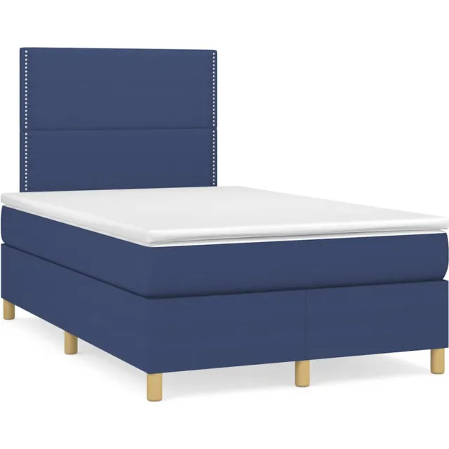 vidaXL Boxspring met matras en LED stof blauw 120x190 cm