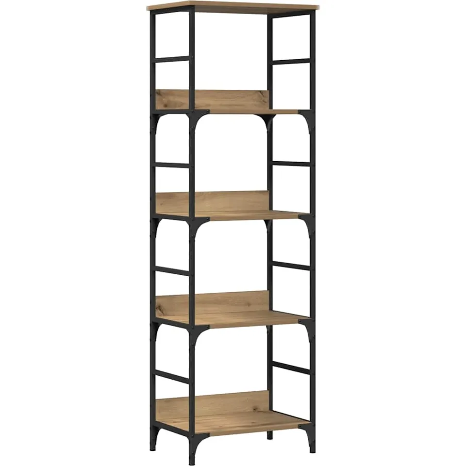 vidaXL Boekenrek 50x33x153 cm bewerkt hout artisanaal eikenkleurig, foto 3