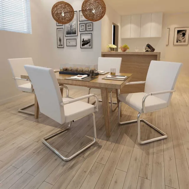 vidaXL Eetkamerstoelen 4 st kunstleer wit