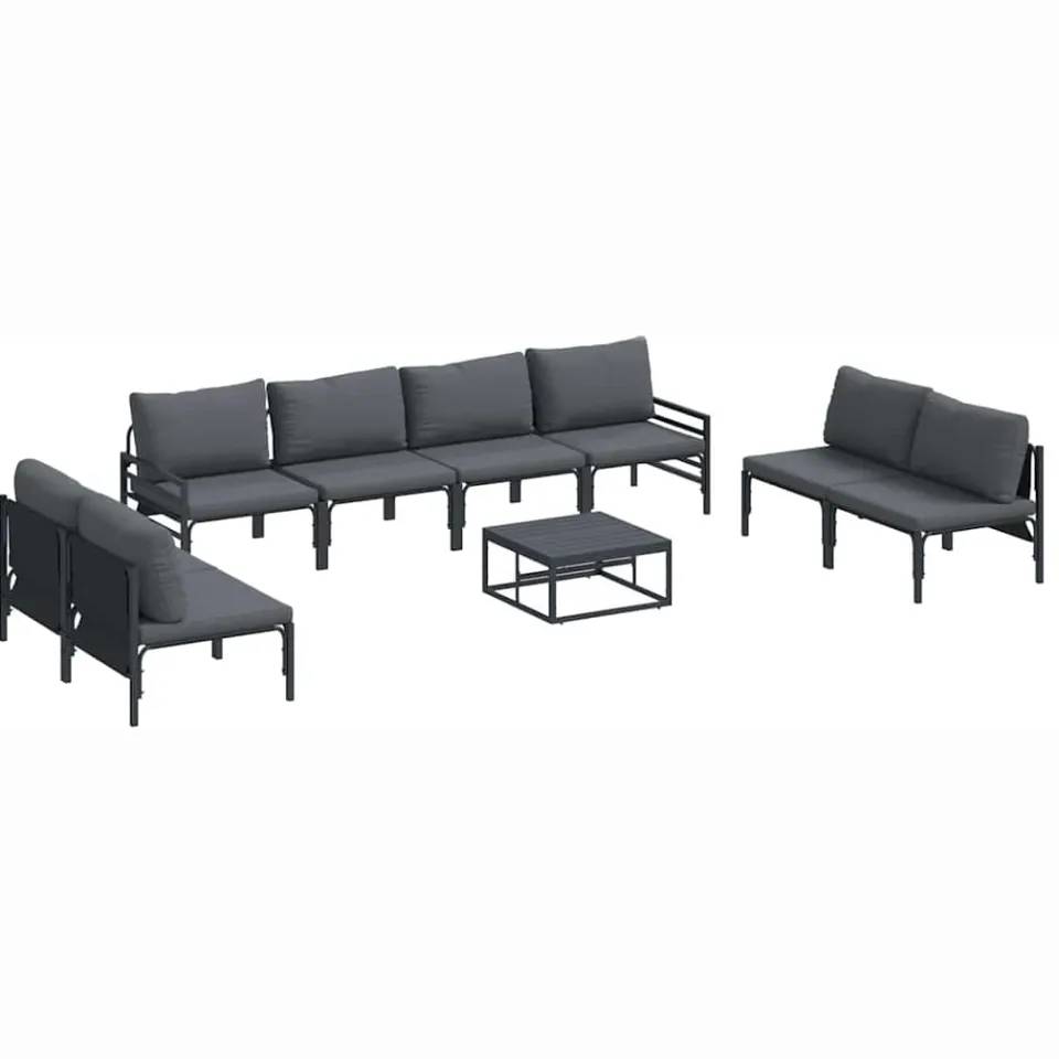 vidaXL Tuinbankenset 9 st Zwart Staal