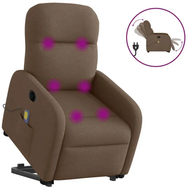 vidaXL Sta-op-massagestoel - elektrisch - verstelbaar - stof - bruin