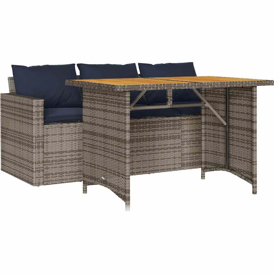vidaXL 2-delige Tuinset met kussens poly rattan grijs, foto 3