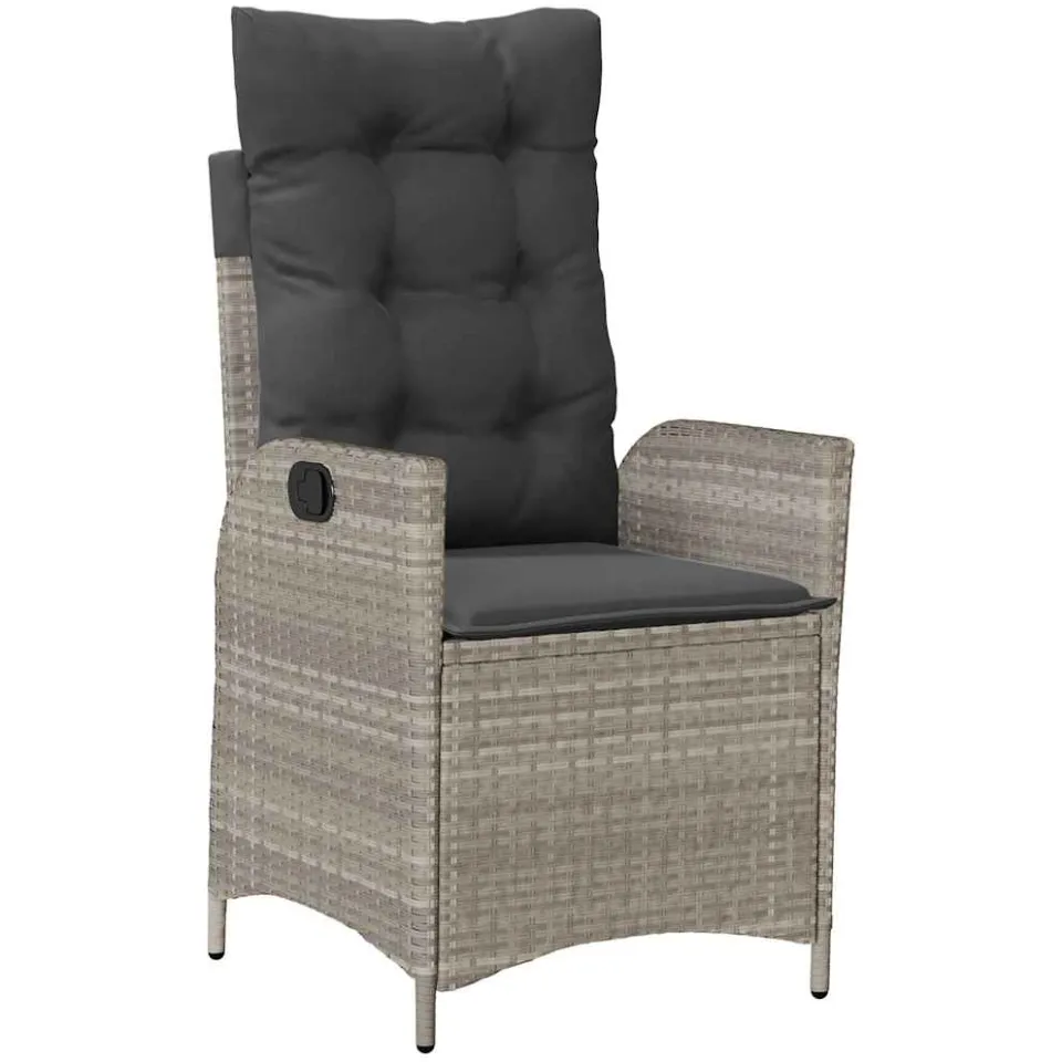 vidaXL 7-delige Tuinset met kussens poly rattan grijs