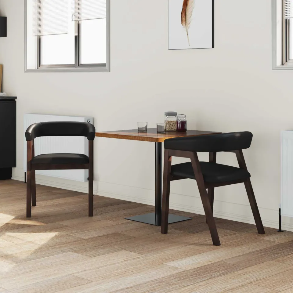 vidaXL Eettafelstoelen 2 st Massief Rubberhout Licht Bruin, foto 3