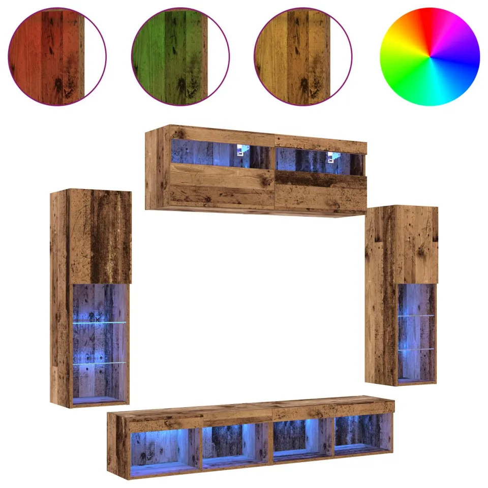 vidaXL Tv-meubelset 6 st 30,5 x 30 x 102 cm Oud hout Bruin