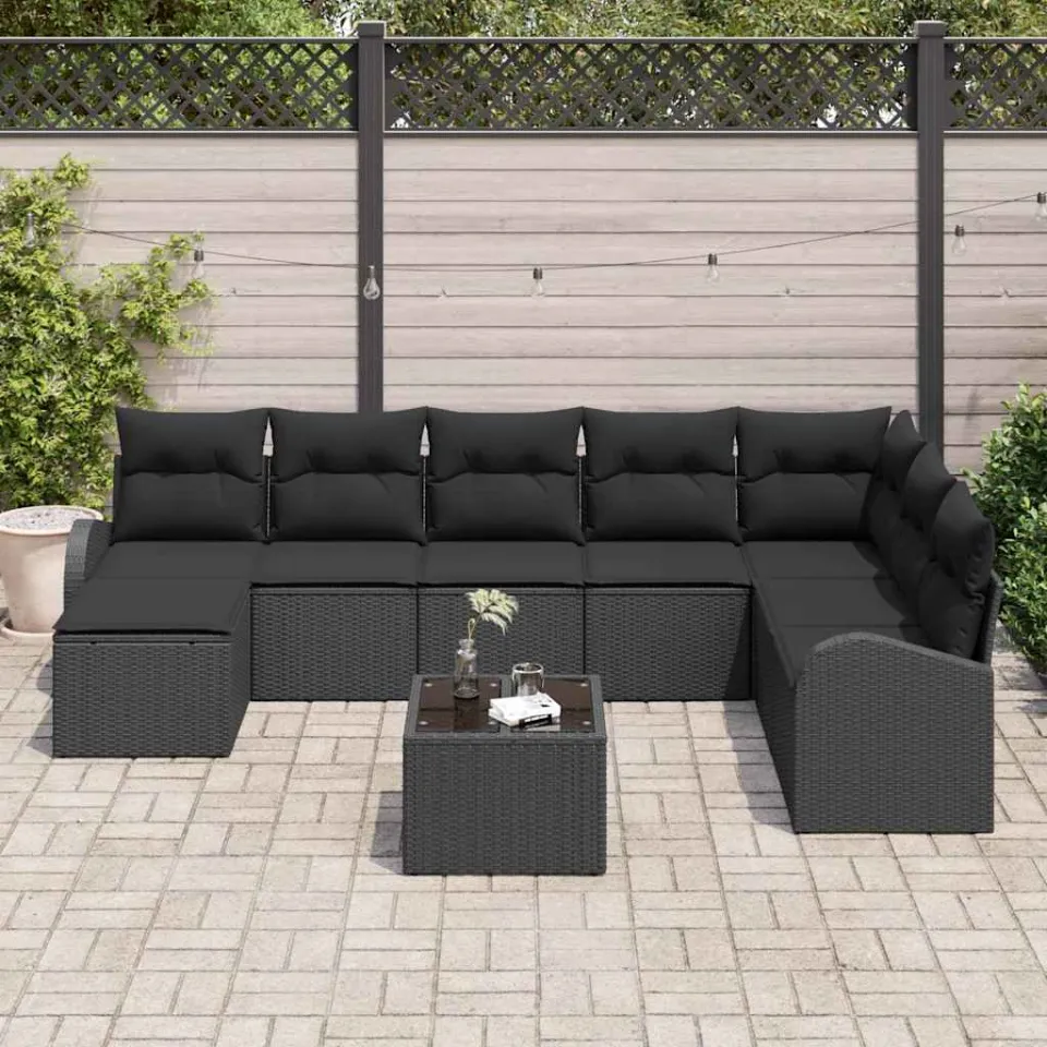 vidaXL Tuin Sofa Set 9 st Zwart [Synthetisch]: Poly Rattan, foto 3