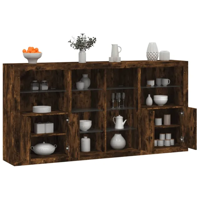 vidaXL Dressoir met LED-verlichting 202x37x100 cm gerookt eikenkleurig Bruin