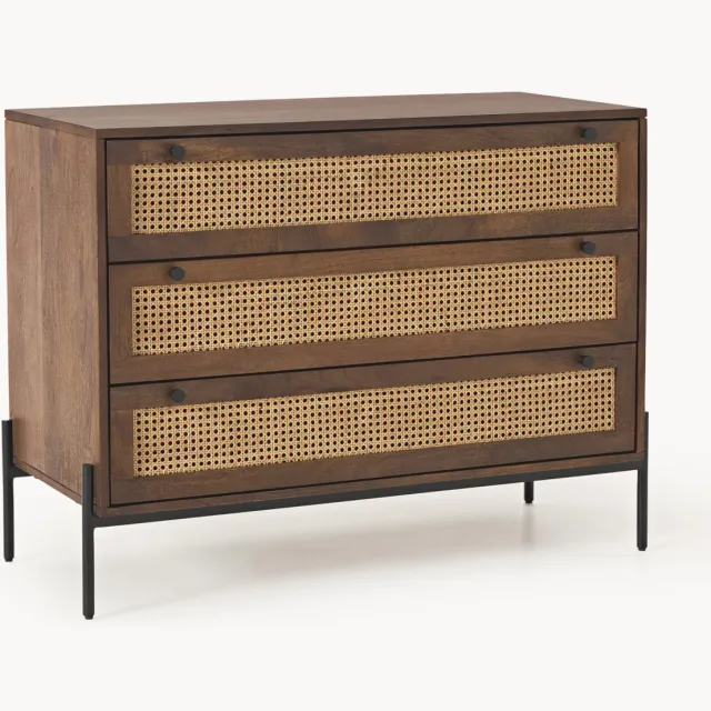 Westwing Collection Ladekast Vienna met Weens vlechtwerk Bruin