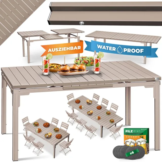 Kesser Uittrekbare Tuin- en Eettafel 180/240x90cm voor 8 Personen zwart