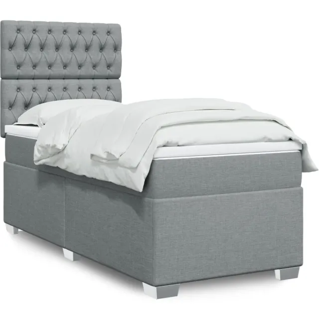 vidaXL Boxspring met matras stof lichtgrijs 100x200 cm grijs