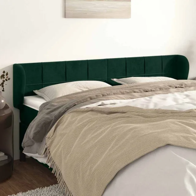 vidaXL Hoofdbord met randen 183x23x78/88 cm fluweel donkergroen