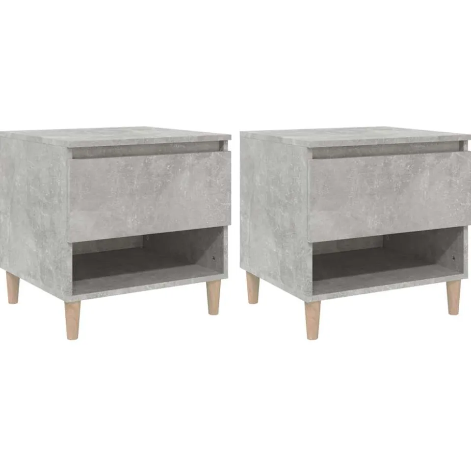vidaXL Nachtkastjes 2 st 50x46x50 cm bewerkt hout betongrijs