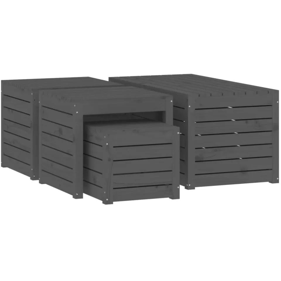 vidaXL 4-delige Tuinboxset massief grenenhout grijs, foto 4