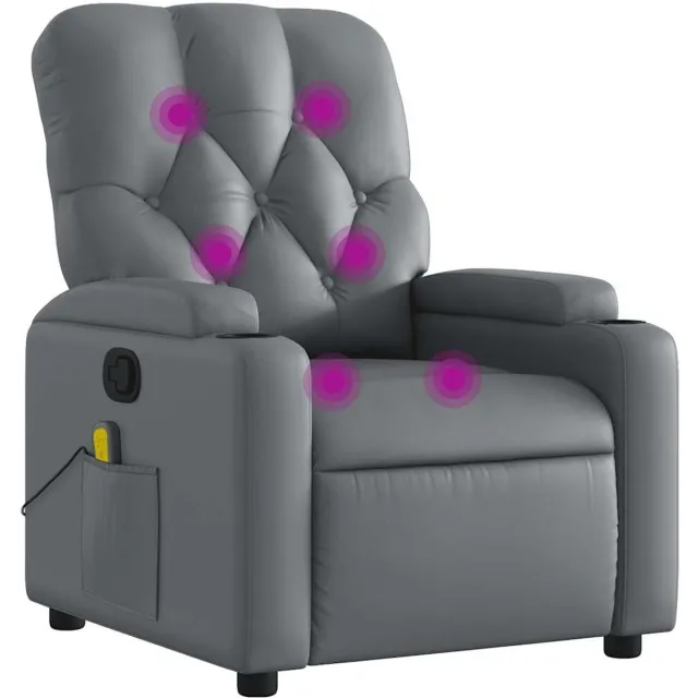 vidaXL Massagestoel - verstelbaar - kunstleer - grijs