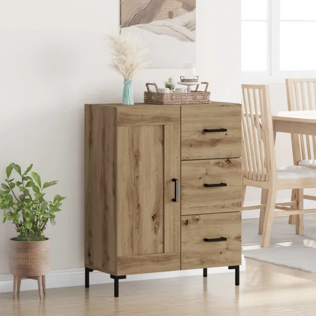 vidaXL Dressoir artisanaal eikenkleurig 69.5 x 34 x 90 cm Bewerkt hout Bruin