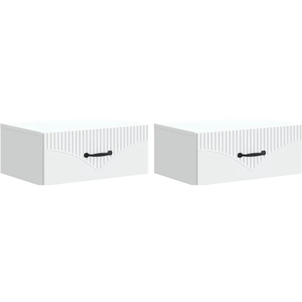 vidaXL Wandbeugel Bedkast 2 st Wit 49 x 34,5 x 20 cm Bewerkt hout, foto 3