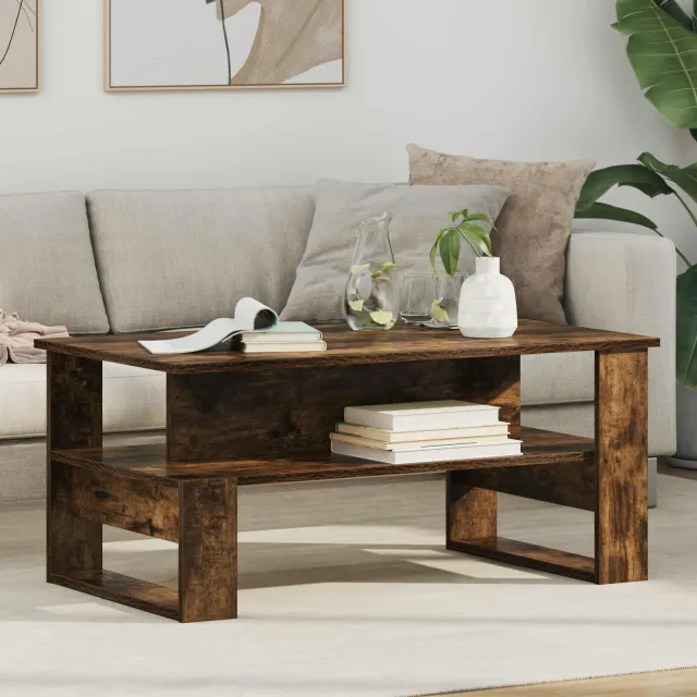 vidaXL Salontafel Gerookt eiken 90 x 50 x 40 cm Bewerkt hout Bruin
