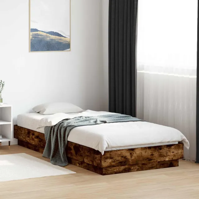 vidaXL Bed Frame met LED Gerookt eiken 80 x 200 cm Bewerkt hout Bruin