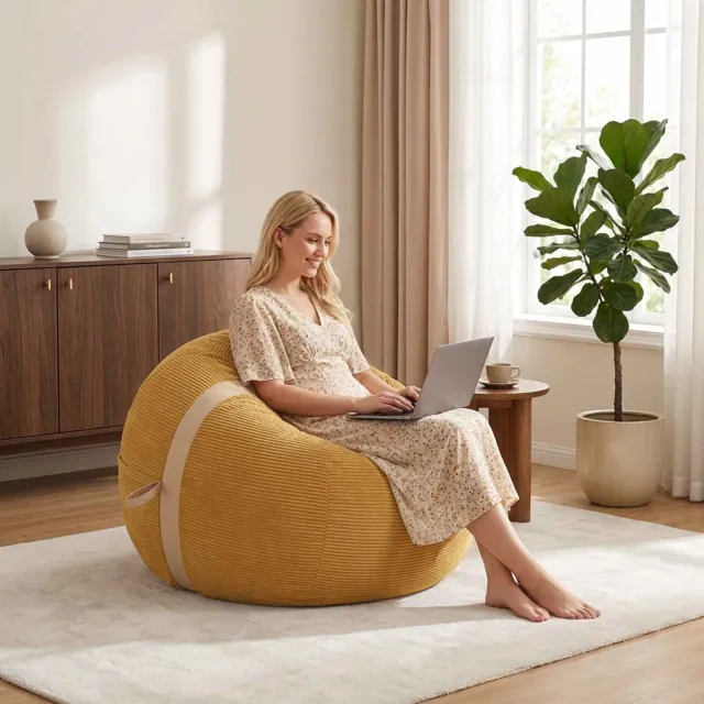vidaXL Zitzakstoel Geel 124 x 96 x 96 cm corduroy