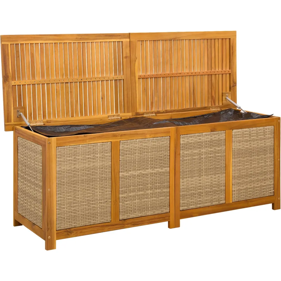 vidaXL Tuinopslagdoos 185 L Massief Acaciahout 150 x 50 x 56 cm Beige