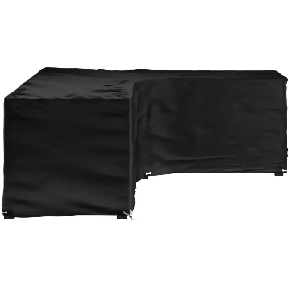 vidaXL Tuinmeubelhoezen met 16 oogjes L-vormig 260x210x80 cm zwart, foto 2