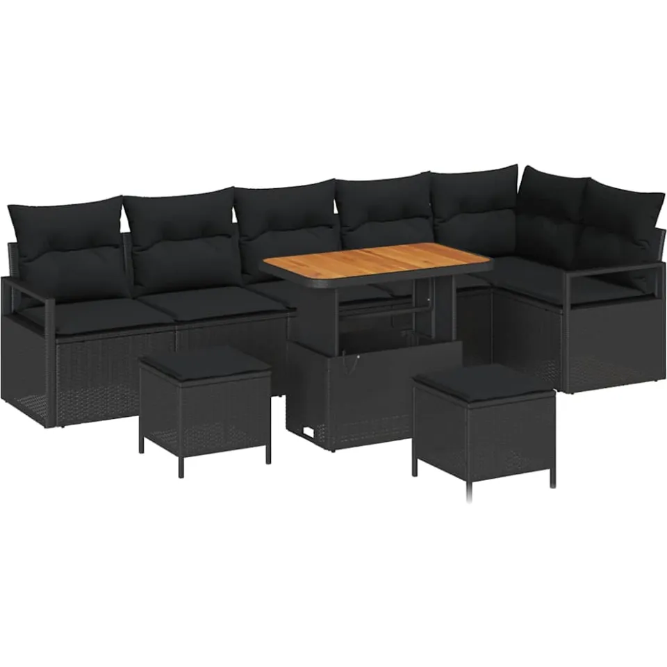 vidaXL Tuin Sofa Set 9 st Zwart Poly riet