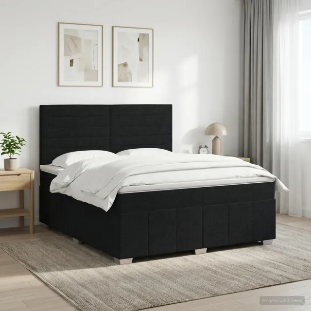 vidaXL Boxspringbed met matras met hoofdeinde Zwart 180 x 200 cm Stof
