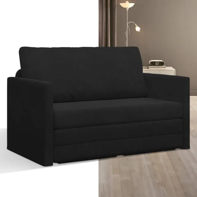 GranMaison Slaapbank - Uitklapbaar - Slaapstoel - Logeerbed - Zetelbed - Slaapfauteuil - Vouwbed - 2 persoons - Zeer comfortabel - Zwart Zwart versie a