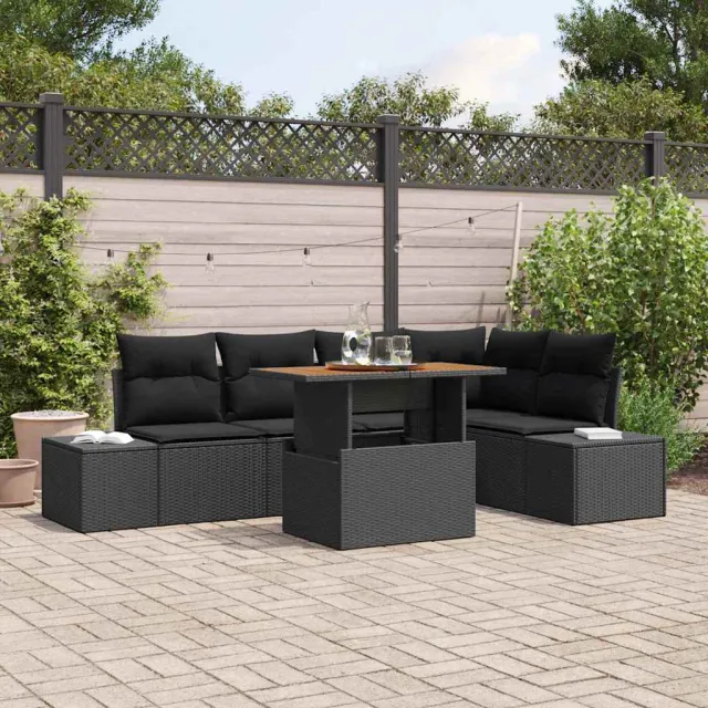 vidaXL Tuin Sofa Set 6 st Zwart Poly riet, foto 2