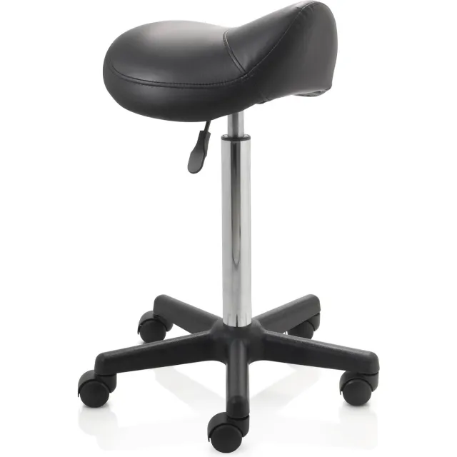 ZenGrowth ergonomische zadelkruk met hoge gasveer zwart - Kapperskruk op zachte wielen – Zadelkruk - In hoogte verstelbaar