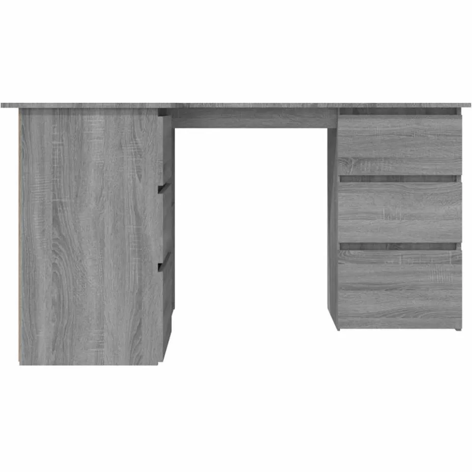 vidaXL Hoekbureau 145x100x76 cm bewerkt hout grijs sonoma eikenkleurig, foto 4