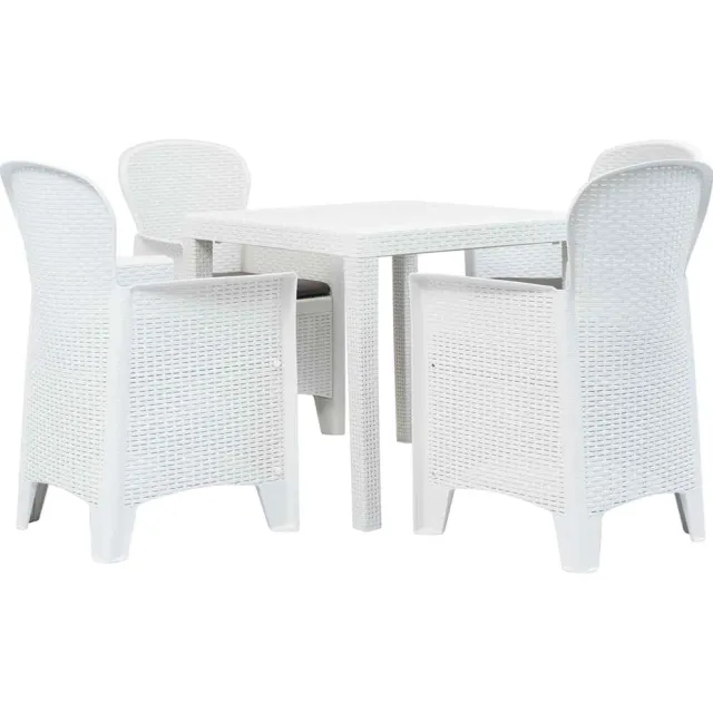 vidaXL 5-delige Tuinset rattan-look kunststof wit