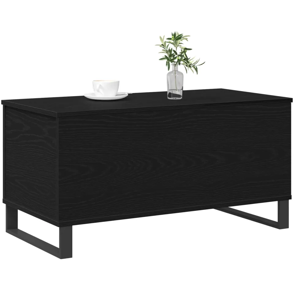 vidaXL Salontafel Zwart Eiken 90 x 44,5 x 45 cm Bewerkt hout, foto 2