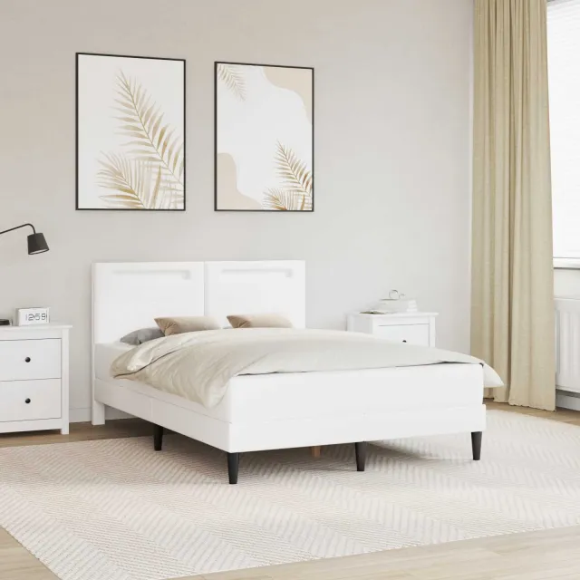 vidaXL Bedframe met matras Wit 140 x 200 cm Kunstleer