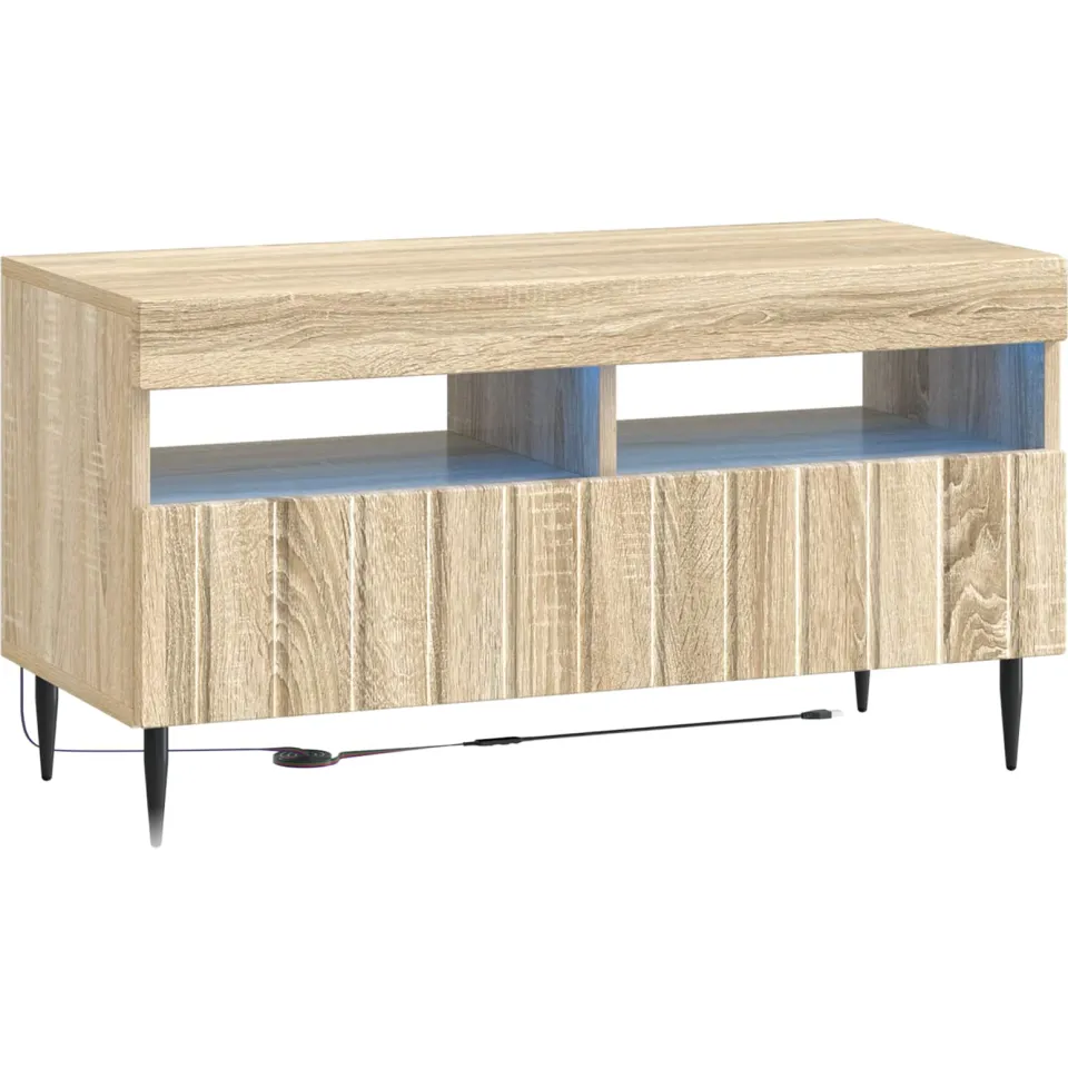 vidaXL LED tv-meubel ZWOLLE 81 x 35 x 43 cm Sonoma Eiken Bewerkt hout, foto 3