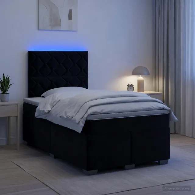 vidaXL Boxspringbed met matras Zwart 120 x 190 cm Fluweel