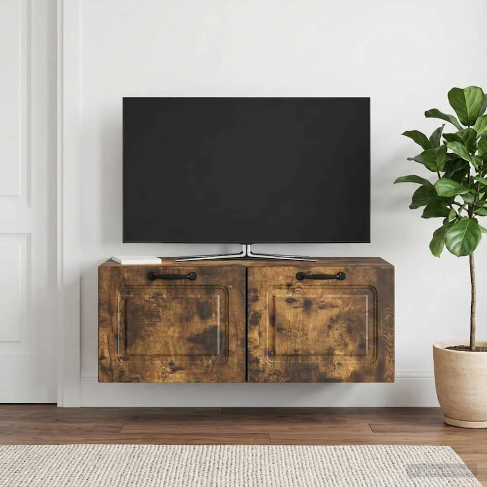 vidaXL Wandbeugel TV-kast Gerookt eiken 78,5 x 31 x 30 cm Bewerkt hout, foto 4