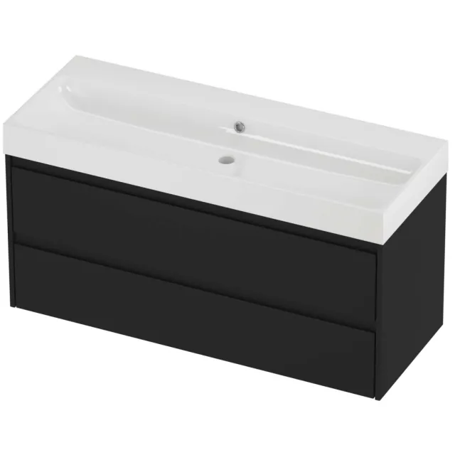 Proline Podium Badmeubelset Polystone Loft 120x46x62 cm Glans Wit Mat Zwart