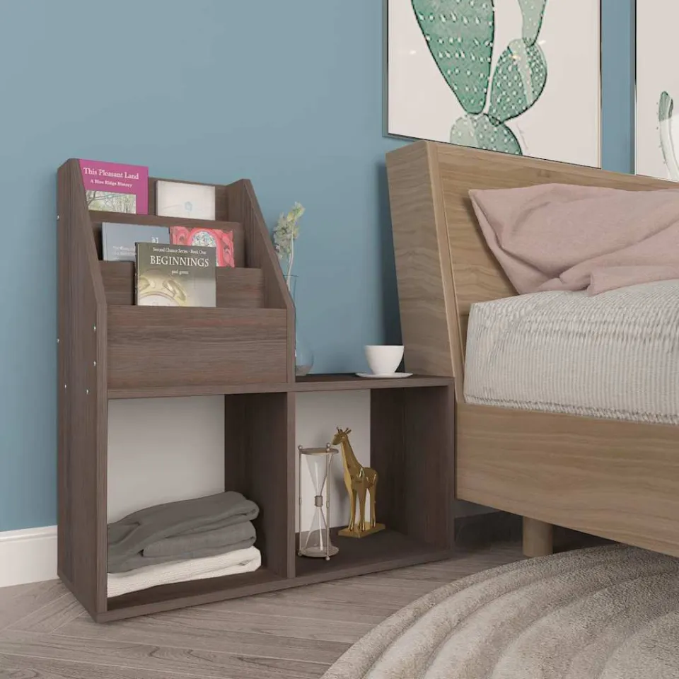 vidaXL Kindertijdschriftenrek 71x30x78,5 cm hout grijs en eikenkleur, foto 3