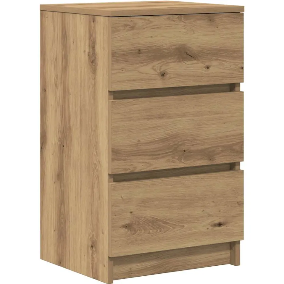 vidaXL Nachtkastjes 3 lades 2 st 39x35x65 cm ambachtelijk eikenkleurig, foto 4